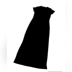 Vintage Mo & Su Black Rayon V-Neck long dress